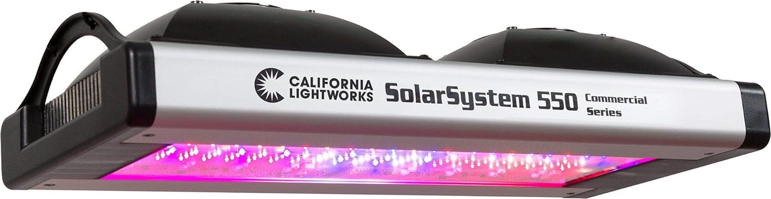 California Lightworks Solar System 550 LED Grow Light Fixture 400 watts Programmable Spectrum LED Commercial Lighting System Veg Bloom Review
